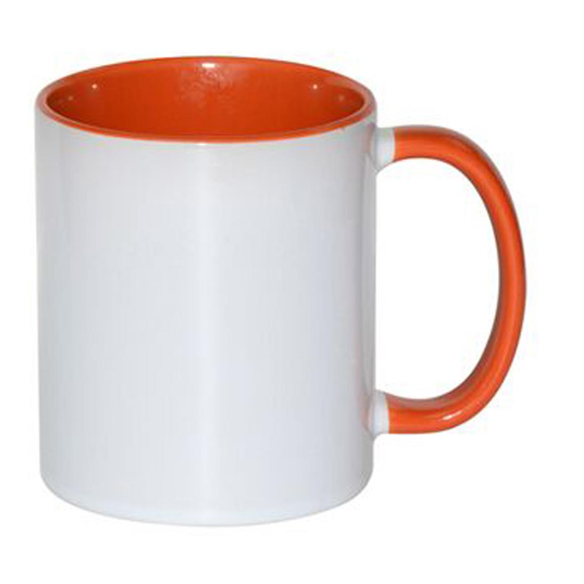 Sublimok mit farbiger Innenseite und Henkel 30 cl in Orange, Sublimationsbecher aus Porzellan mit farbiger Innenseite